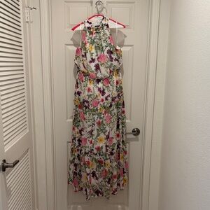 Nina Leonard Multicolor Floral Sleeveless Maxi Dress